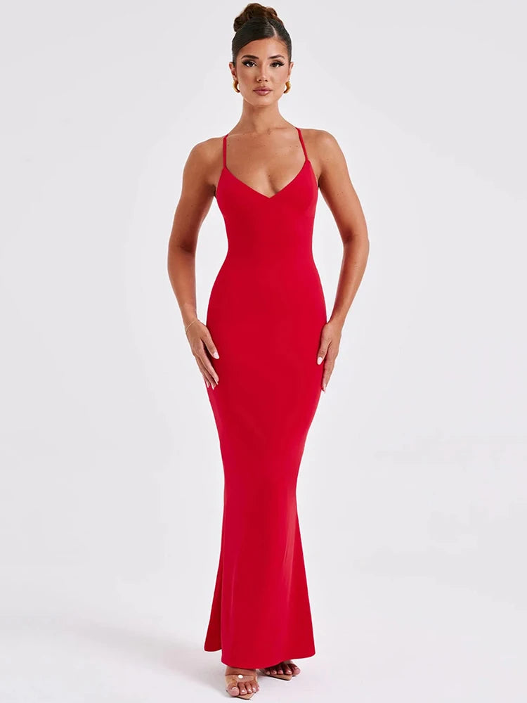 Backless Sexy Maxi Dress For Women Fashion Summer New Sleeveless Bodycon Club Party Long Dress Elegant